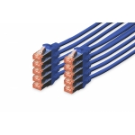 Confezione 10 cavi cat 6 schermati s/ftp mt 0,25 colore blu digitus