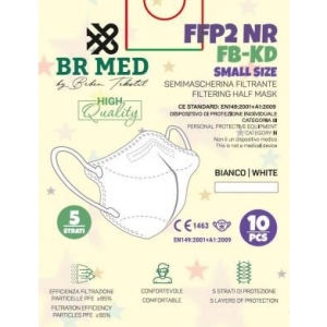 10pz - brmed mascherina protettiva ffp2 small size 5 strati bianca