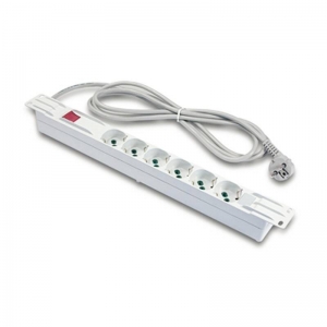 Multipresa alimentazione per rack 19" in plastica con 6 prese universali tripolari/schuko con interruttore e spina schuko cavo mt 3