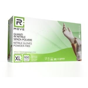 1conf. da 100pz tg.xl - rmove guanti nitrile bianco uso medico senza polvere