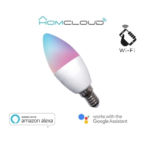 Lampadina wi-fi rgb+bianco caldo c37 e14 dimmerabile homcloud