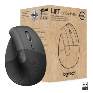 Mouse logitech lift for business wireless ergonomisch graphite right (910-006494)