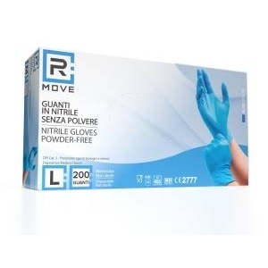 1conf. da 200pz tg.l - rmove guanti nitrile blu uso medico senza polvere