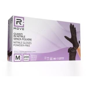 1conf. da 200pz tg.m - rmove guanti nitrile nero uso medico senza polvere