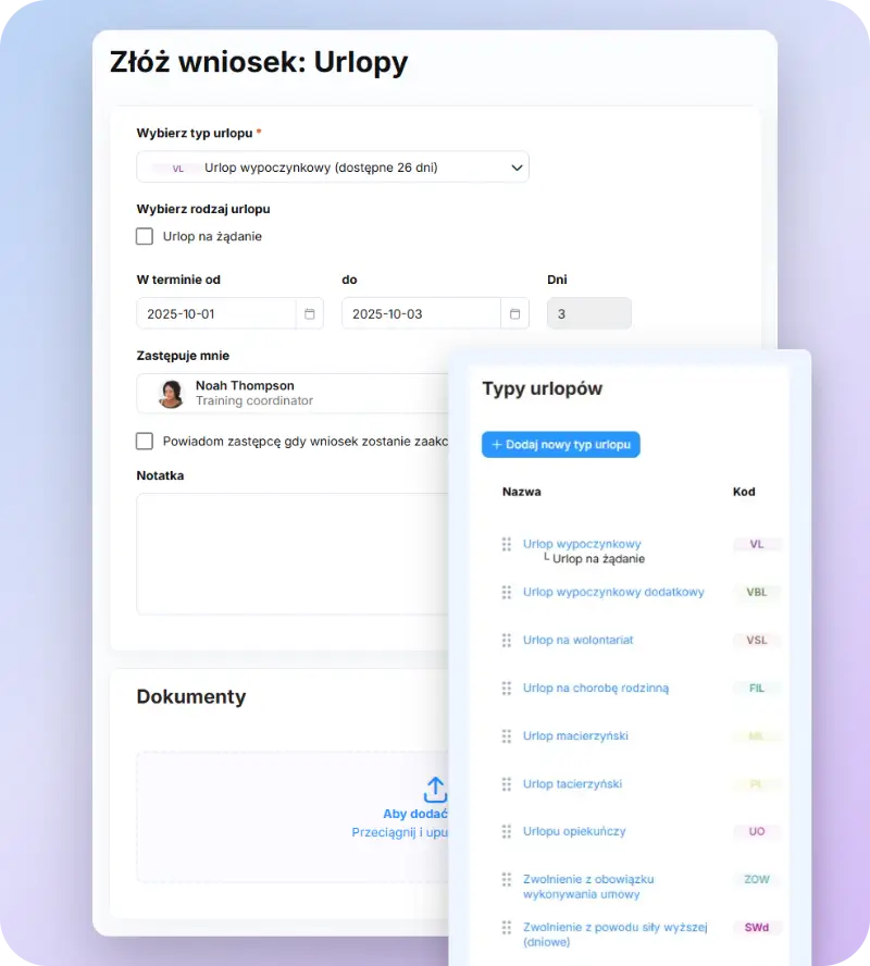 Proste i szybkie składanie wniosku urlopowego online w tomHRM