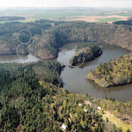 Aerial view of Plešice, Holoubek and Kozlov. 