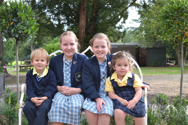 St Mary's LS pupils in the new courtyard