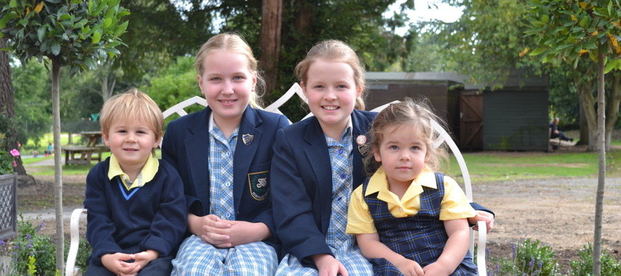 St Mary's LS pupils in the new courtyard