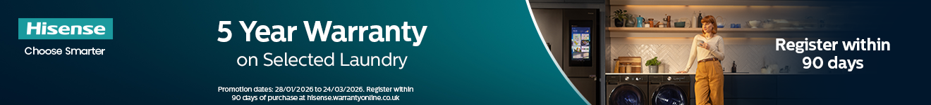 Hisense - 5 Year Warranty on Selected Laundry - 24.03.2026