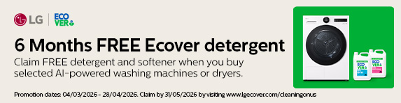 LG - 6 Months Free Ecover Laundry Detergent and Softener with Selected Laundry Appliances - 28.04.2026