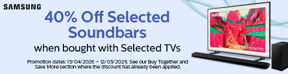 Samsung - 40% Off Selected Soundbars WBW Selected TVs - 12.05.2026