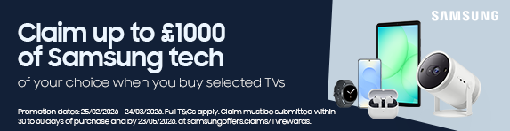 Samsung - Claim up to ?1000 of Samsung Tech When Purchasing Selected TVs and Soundbars - 24.03.2026