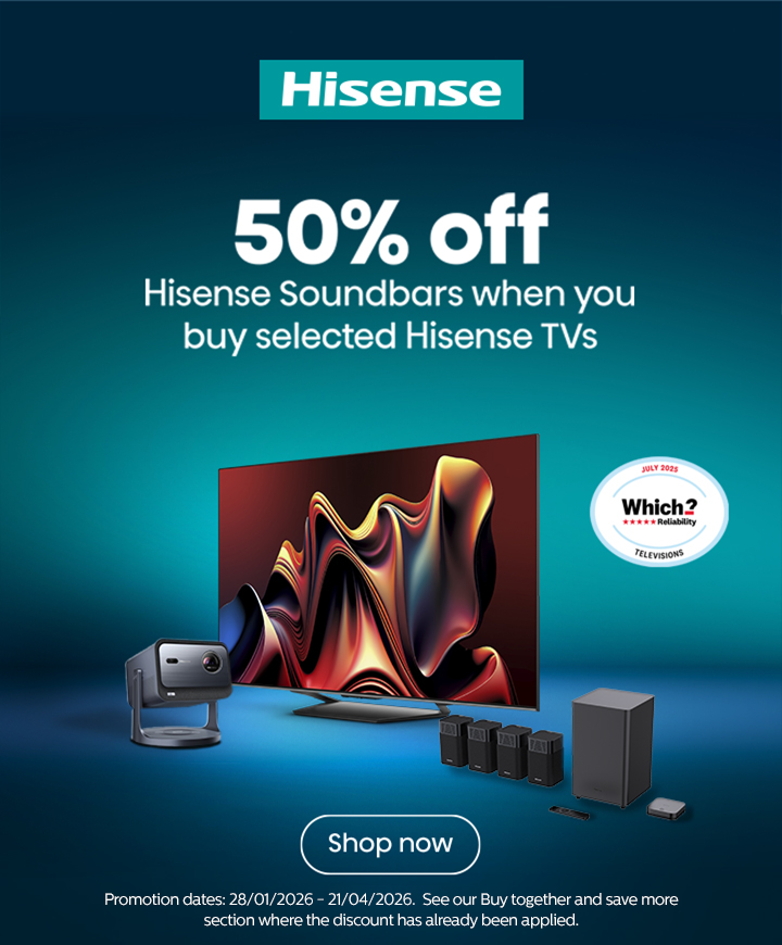 Hisense - 50% Off Selected Soundbars When Bought With Selected TV's - 24.04.2026