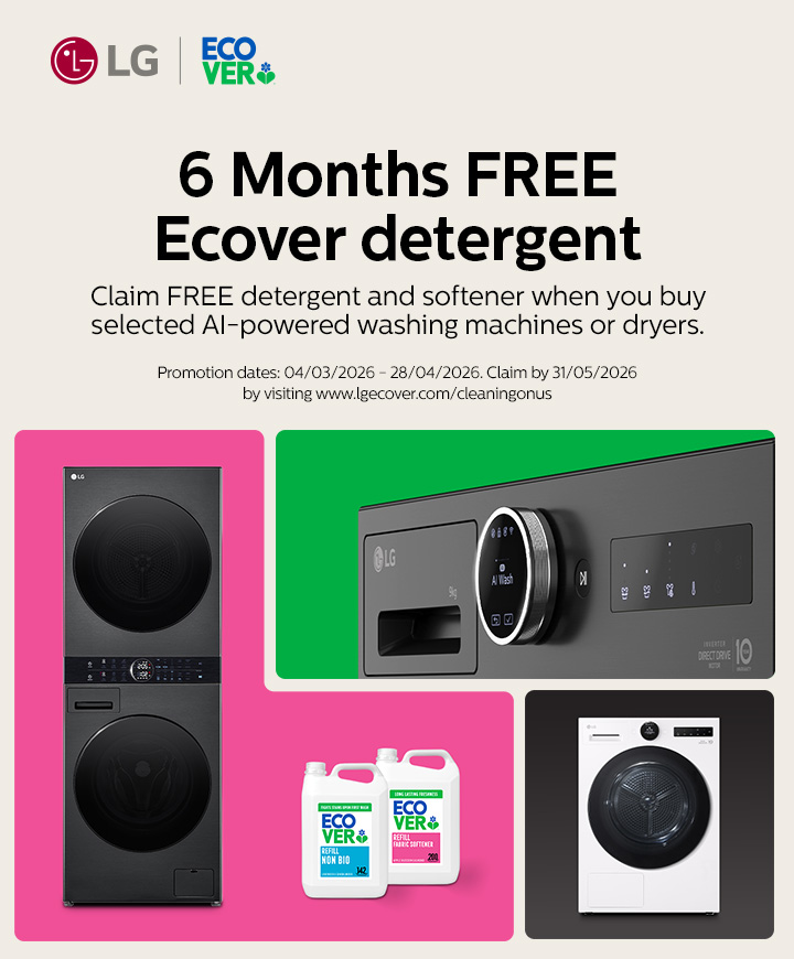 LG - 6 Months Free Ecover Laundry Detergent and Softener with Selected Laundry Appliances - 28.04.2026