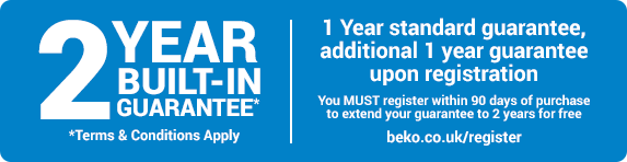 Beko 2 Year warranty reg 90 days 2nd yr - 31.12.2019