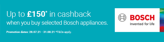 Bosch - Up to ?150 Cashback - 31.08.2021