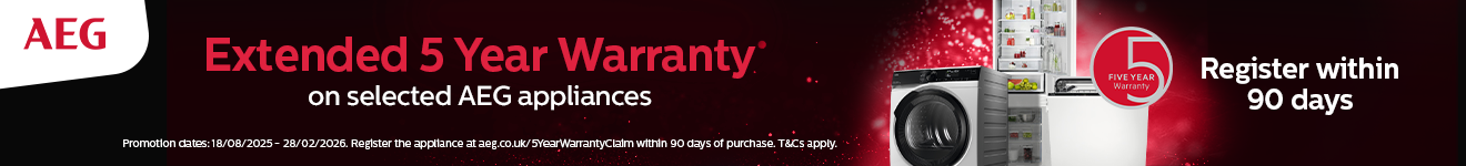 AEG - 5 year warranty on selected appliances - 28.02.2026