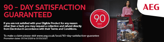 AEG - 90 Day Satisfaction With Selected Dishwashers - 31.03.2027