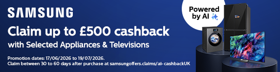 [HP]Samsung - Claim up to �500 Cashback with Selected Appliances and TVs - 19.07.2026
