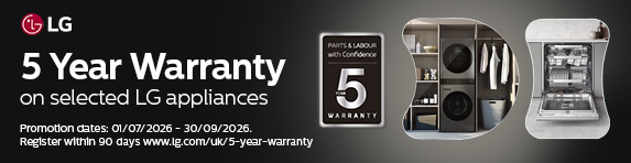 LG - 5 Year Warranty on selected Laundry and Dishwashers - 30.09.2026