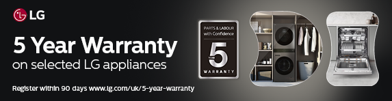 LG - 5 Year Warranty on selected Laundry and Dishwashers - 31.12.2026