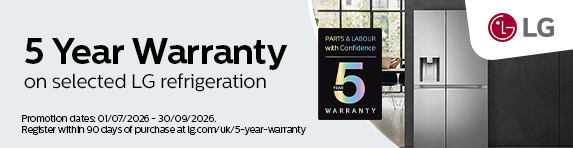 LG - 5 Year Warranty on selected Refrigeration - 30.09.2026