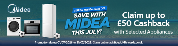 Midea - Claim up to £50 Cashback with Selected Appliances - 31.07.2026