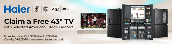 Haier - Claim a Free 43 Inch Haier TV with Selected American Fridge Freezers - 30.09.2026