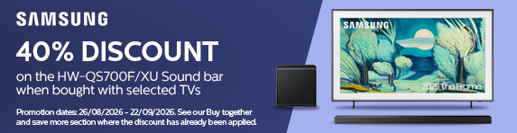 Samsung - 40% off HW-QS700F/XU soundbar WBW selected TVs - 22.09.2026