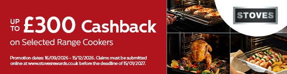 Stoves - Up to �300 cashback on selected range cookers - 15.12.2026