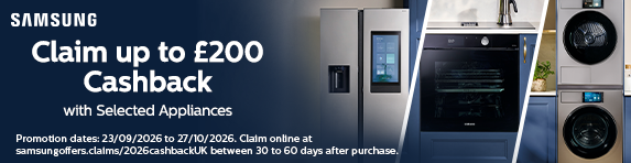 Samsung - Claim up to ?200 Cashback with Selected Appliances - 27.10.2026