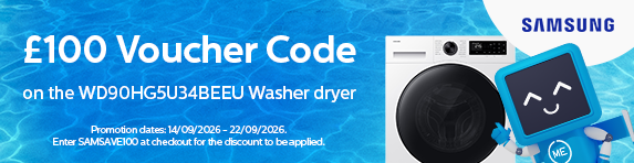 Samsung - �100 Voucher code on the WD90HG5U34BEEU Washer Dryer - 22.09.2026