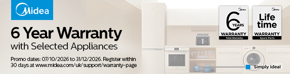 Midea - 6 Year Warranty with Selected Appliances - 31.12.2026