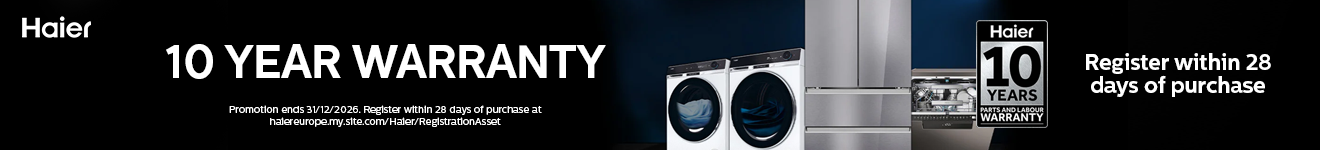 Haier - 10 year warranty on selected appliances - 31.12.2026