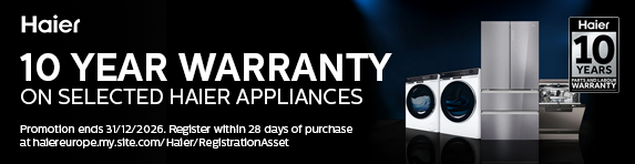 Haier - 10 year warranty on selected appliances - 31.12.2026