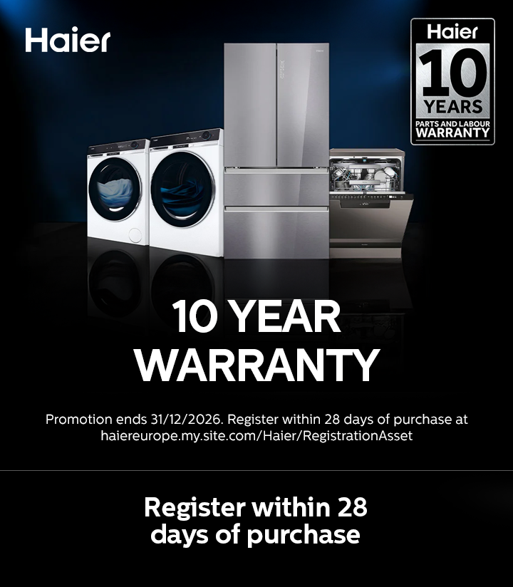 Haier - 10 year warranty on selected appliances - 31.12.2026