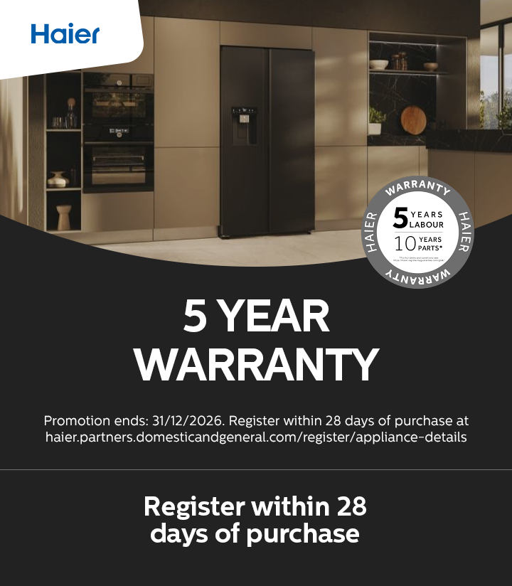 Haier - 5 year warranty on selected appliances - 31.12.2026