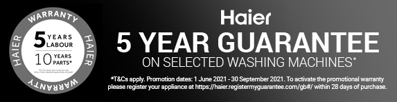 Haier - 5 Year Guarantee - Washing Machines - 30.09.2021