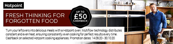 Hotpoint Up To ?50 Cashback on selected cooking appliances 14.09.2020 - 30.10.2020