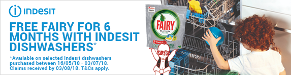 Indesit Free Fairy 6 Month Promotion 16.05-03.07.2018
