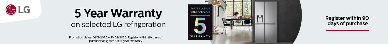 LG - 5 Year Warranty on selected Refrigeration - 31.03.2026