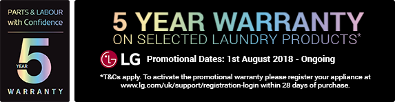 LG - 5 year guarantee on selected laundry - 31.05.2019