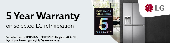 LG - 5 Year Warranty on selected Refrigeration - 31.03.2026
