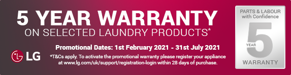 LG - 5 year guarantee on selected laundry - 31.07.2021