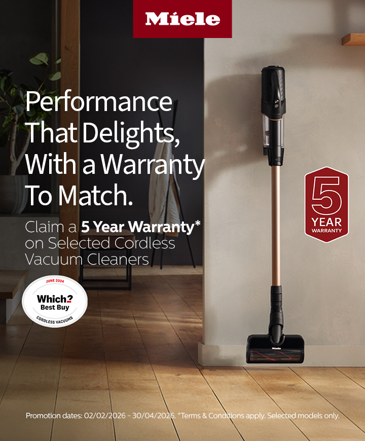 Miele - 5 Year Warranty on selected Cordless Vacuum Cleaners - 30.04.2026