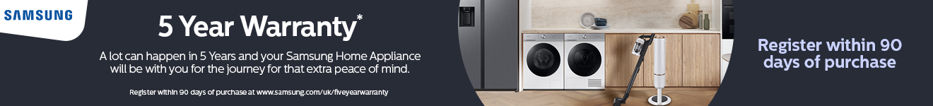 Samsung - 5 year warranty on selected MDA - 31.03.2026