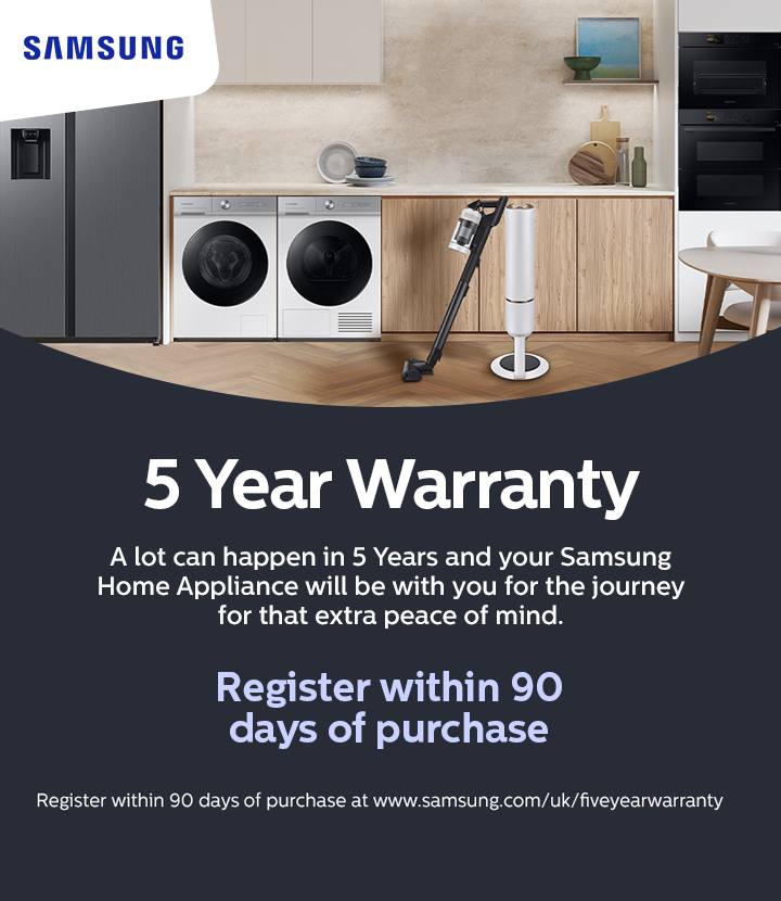 Samsung - 5 year warranty on selected MDA - 31.03.2026