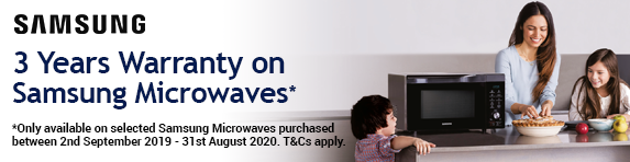 Samsung 3 Year Extended Warranty on Selected Microwaves 02.09.2019 - 31.08.2020