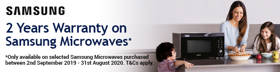 Samsung 2 Year Extended Warranty on Selected Microwaves 02.09.2019 - 31.08.2020