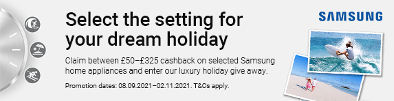 Samsung - Up to ?325 cashback on Home Appliances - 02.11.2021